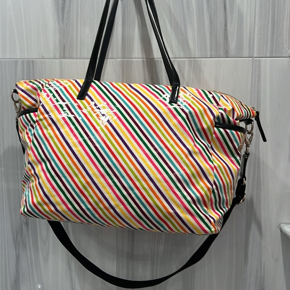 Kate Spade New York Live Colorfully Rainbow 2 Way Tote Bag EUC-Zipper sticks - Picture 5 of 13